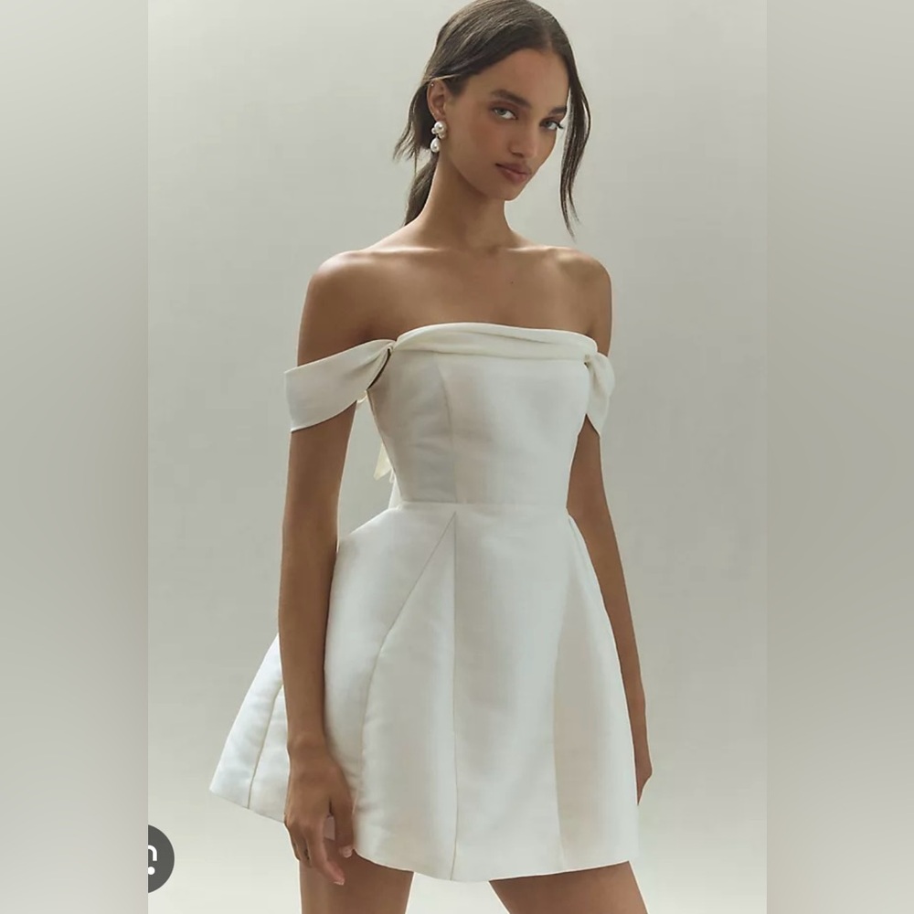Lydia off-the-shoulder Corset Mini Dress in white